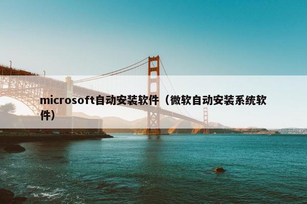microsoft自动安装软件（微软自动安装系统软件）