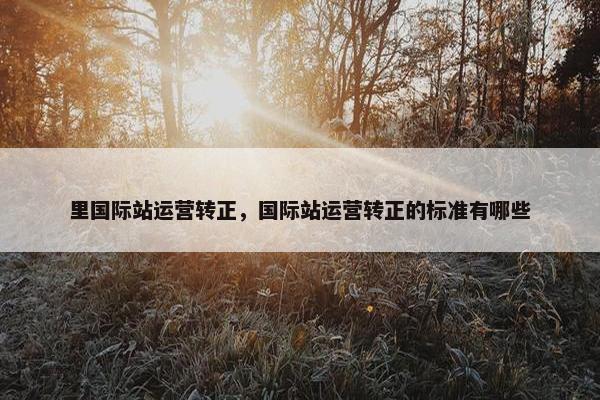 里国际站运营转正，国际站运营转正的标准有哪些