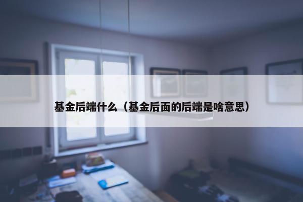 基金后端什么（基金后面的后端是啥意思）