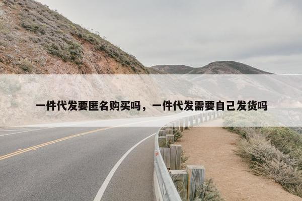 一件代发要匿名购买吗，一件代发需要自己发货吗