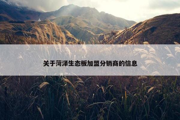关于菏泽生态板加盟分销商的信息
