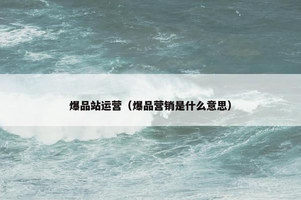 爆品站运营（爆品营销是什么意思）