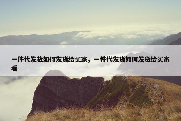 一件代发货如何发货给买家，一件代发货如何发货给买家看