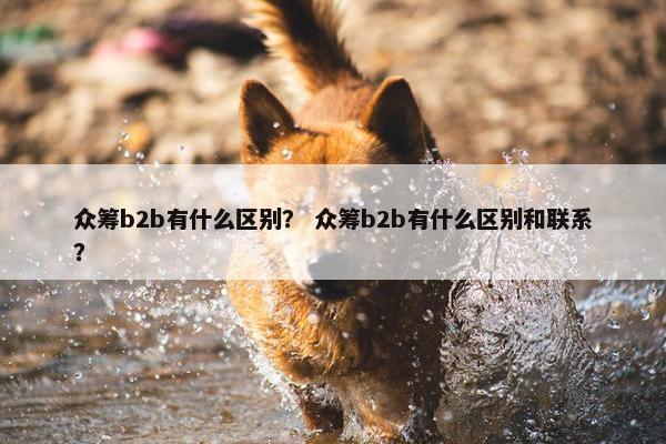 众筹b2b有什么区别？ 众筹b2b有什么区别和联系？