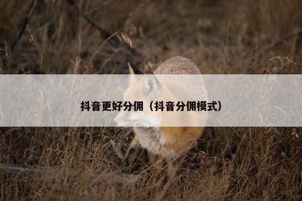 抖音更好分佣（抖音分佣模式）
