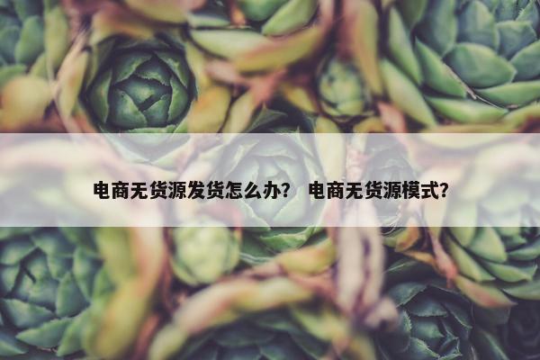 电商无货源发货怎么办？ 电商无货源模式？
