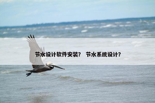 节水设计软件安装？ 节水系统设计？