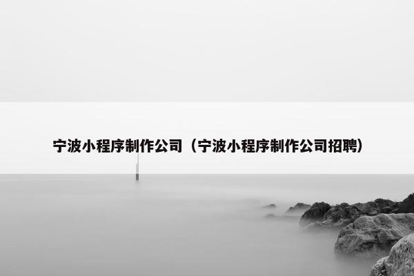 宁波小程序制作公司（宁波小程序制作公司招聘）