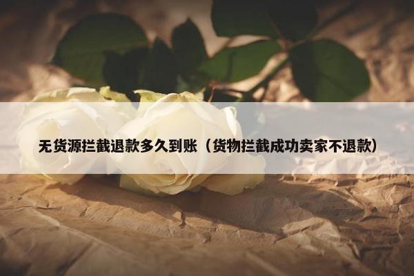 无货源拦截退款多久到账（货物拦截成功卖家不退款）