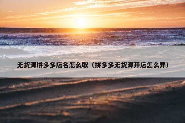 无货源拼多多店名怎么取（拼多多无货源开店怎么弄）