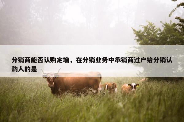 分销商能否认购定增，在分销业务中承销商过户给分销认购人的是