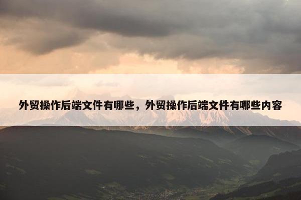 外贸操作后端文件有哪些，外贸操作后端文件有哪些内容