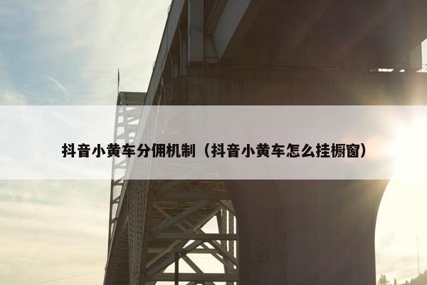 抖音小黄车分佣机制（抖音小黄车怎么挂橱窗）