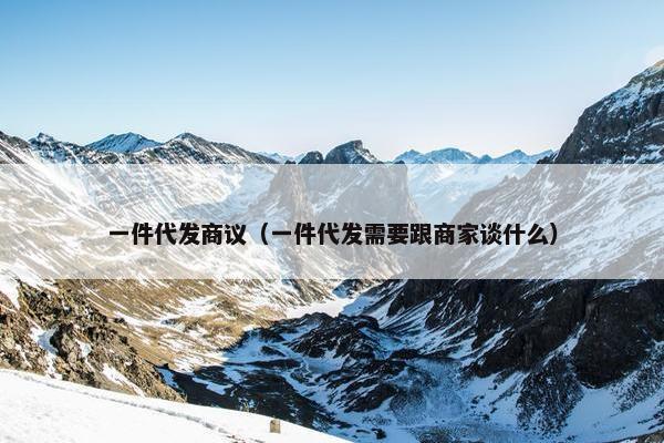 一件代发商议（一件代发需要跟商家谈什么）