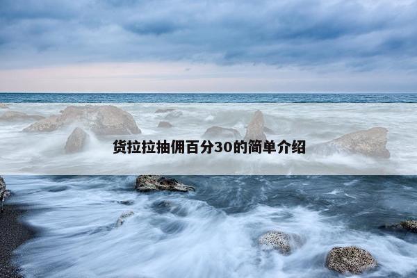 货拉拉抽佣百分30的简单介绍