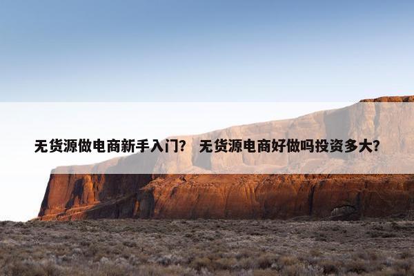 无货源做电商新手入门？ 无货源电商好做吗投资多大？