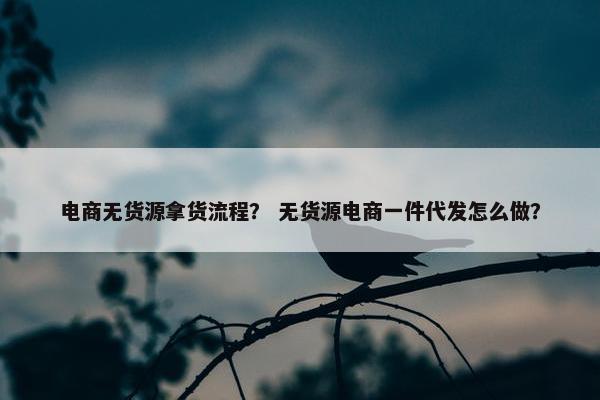 电商无货源拿货流程？ 无货源电商一件代发怎么做？