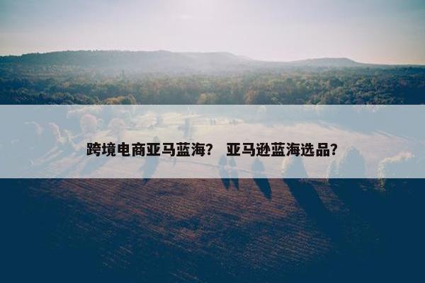 跨境电商亚马蓝海？ 亚马逊蓝海选品？