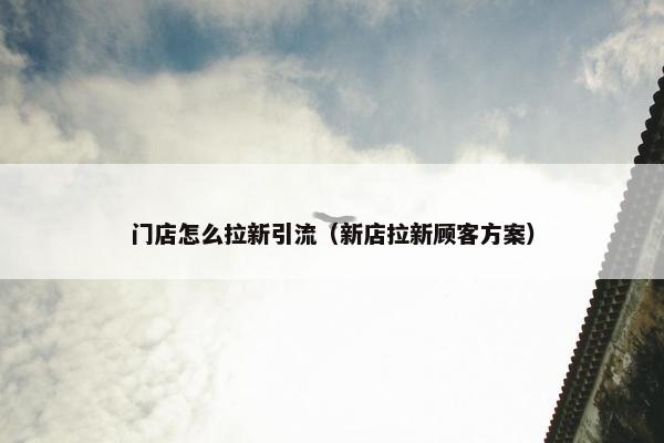 门店怎么拉新引流（新店拉新顾客方案）