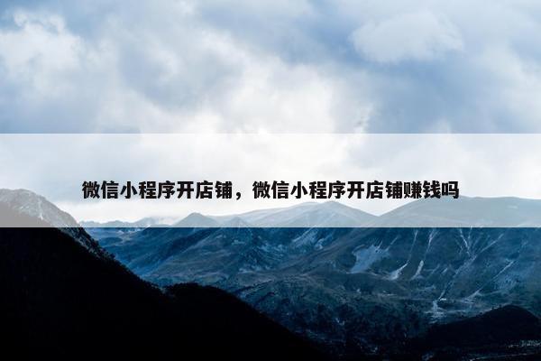 微信小程序开店铺，微信小程序开店铺赚钱吗