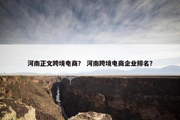 河南正文跨境电商？ 河南跨境电商企业排名？