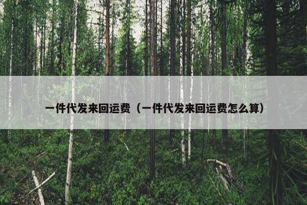 一件代发来回运费（一件代发来回运费怎么算）