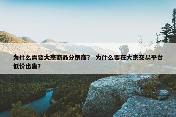 为什么需要大宗商品分销商？ 为什么要在大宗交易平台低价出售？
