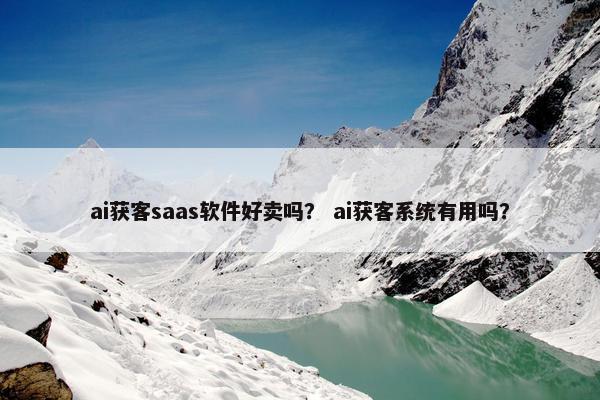 ai获客saas软件好卖吗？ ai获客系统有用吗？