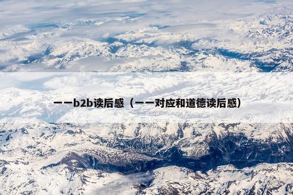 一一b2b读后感（一一对应和道德读后感）