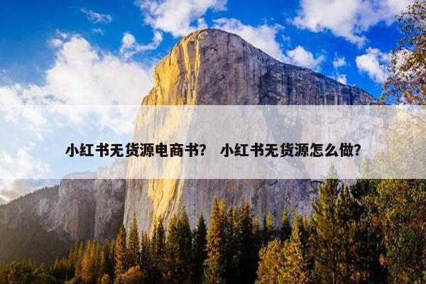 小红书无货源电商书？ 小红书无货源怎么做？