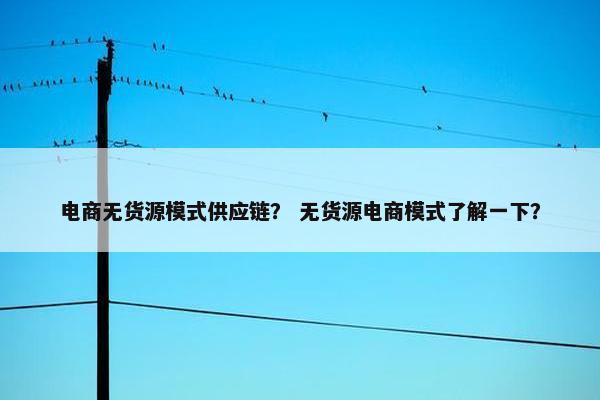 电商无货源模式供应链？ 无货源电商模式了解一下？