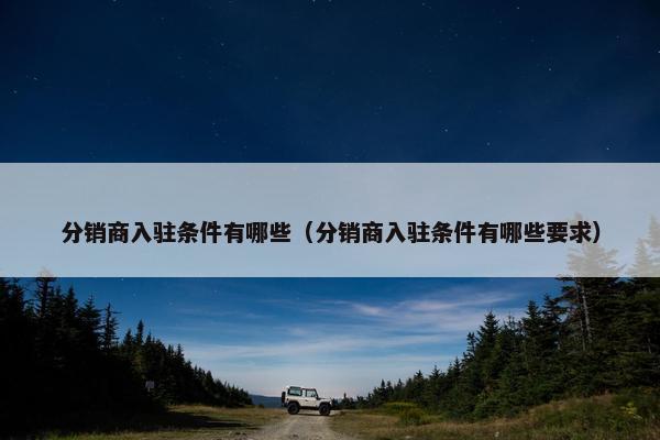 分销商入驻条件有哪些（分销商入驻条件有哪些要求）