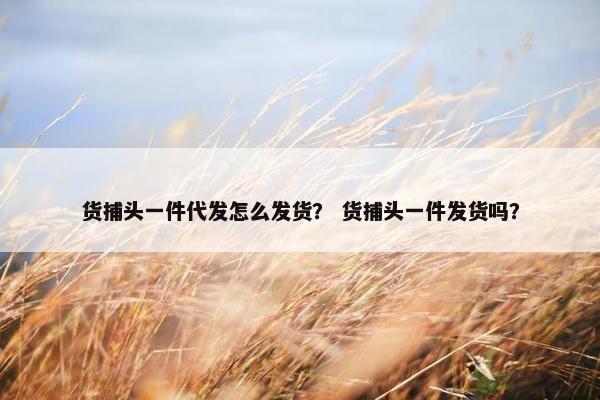 货捕头一件代发怎么发货？ 货捕头一件发货吗？