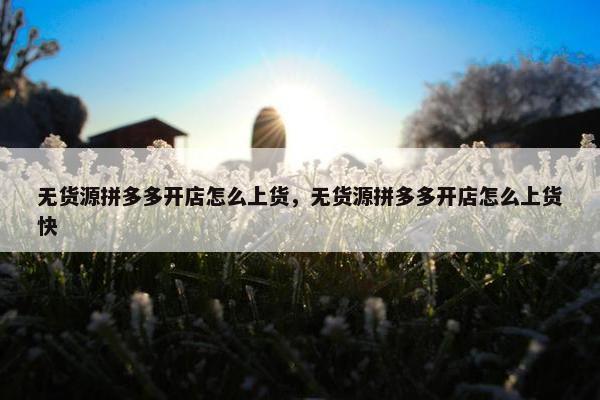 无货源拼多多开店怎么上货，无货源拼多多开店怎么上货快