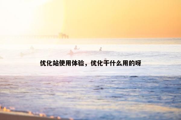 优化站使用体验，优化干什么用的呀