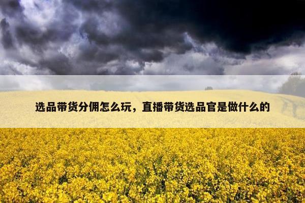选品带货分佣怎么玩，直播带货选品官是做什么的