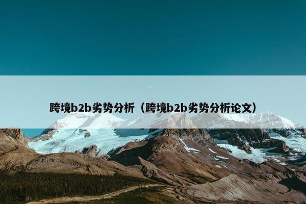 跨境b2b劣势分析（跨境b2b劣势分析论文）