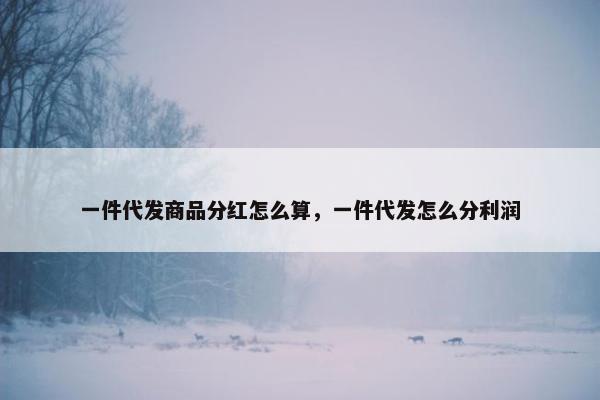 一件代发商品分红怎么算，一件代发怎么分利润