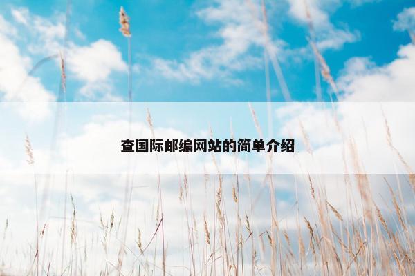 查国际邮编网站的简单介绍