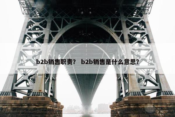 b2b销售职责？ b2b销售是什么意思？