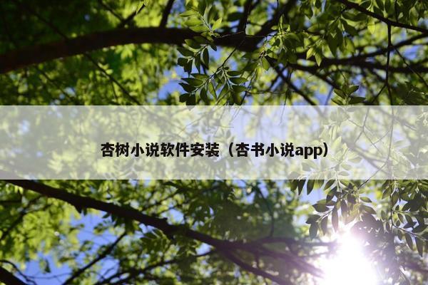 杏树小说软件安装（杏书小说app）