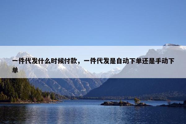 一件代发什么时候付款，一件代发是自动下单还是手动下单