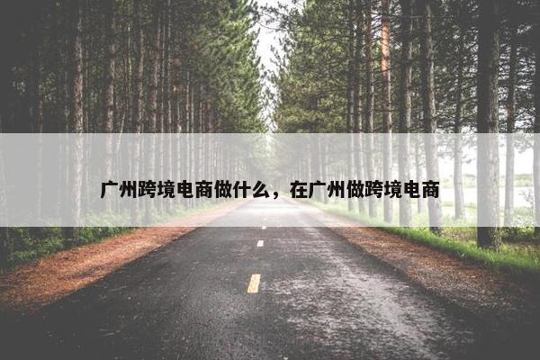 广州跨境电商做什么，在广州做跨境电商