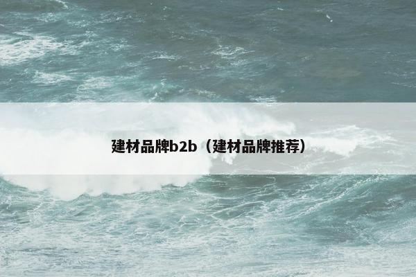 建材品牌b2b（建材品牌推荐）