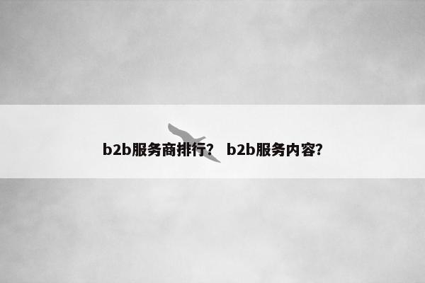 b2b服务商排行？ b2b服务内容？