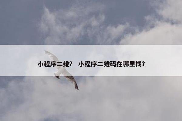 小程序二维？ 小程序二维码在哪里找？