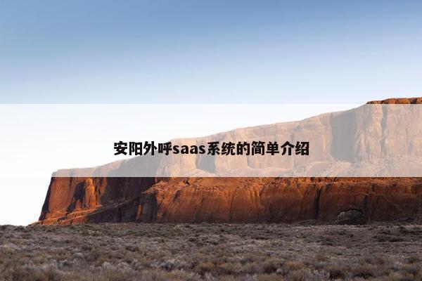 安阳外呼saas系统的简单介绍