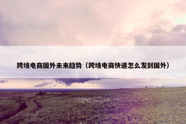 跨境电商国外未来趋势（跨境电商快递怎么发到国外）