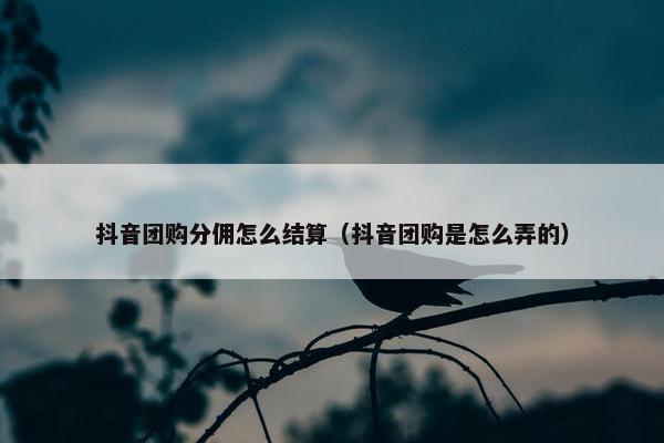 抖音团购分佣怎么结算（抖音团购是怎么弄的）