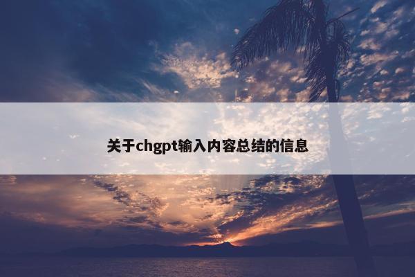 关于chgpt输入内容总结的信息
